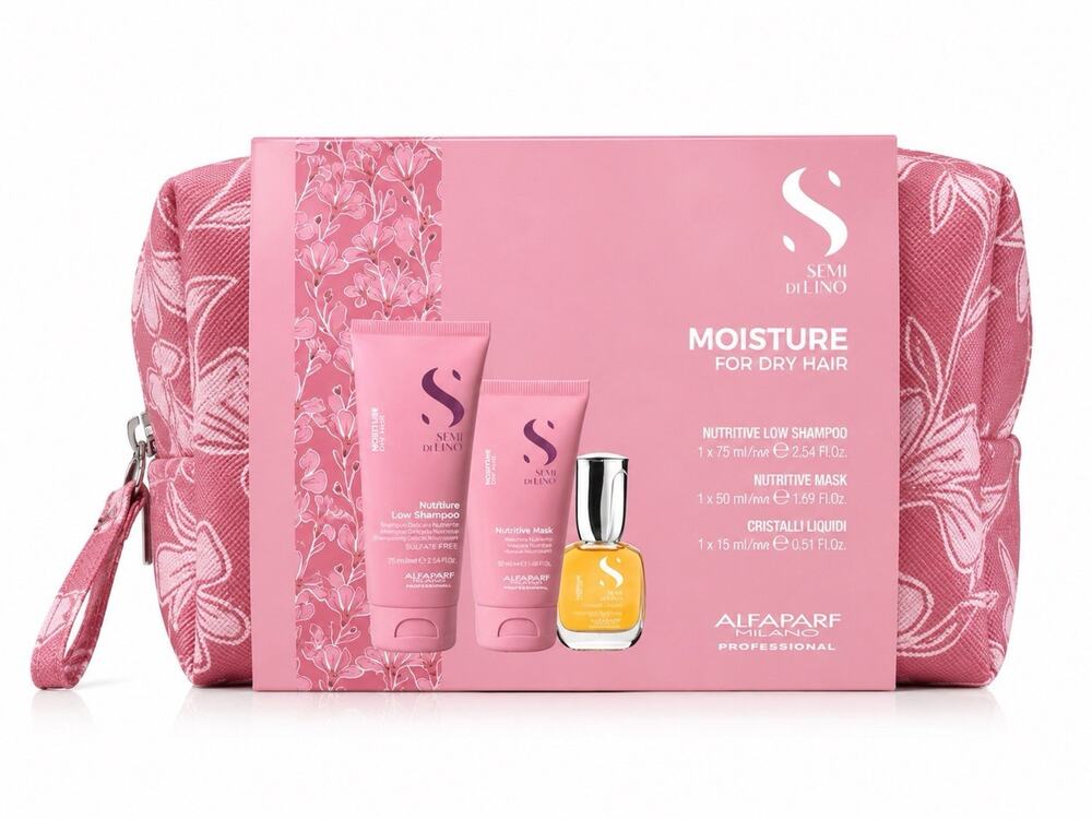 Alfaparf Semi Di Lino Moisture Dry Hair Gift Set Shampoo Mask Cristalli Liquidi